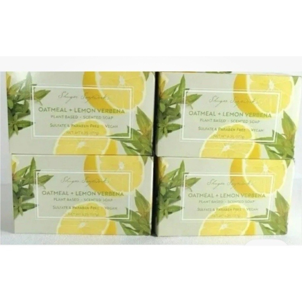 4 Pks Shugar Soapworks Oatmeal & Lemon Verbena Jumbo Bar Soap Vegan 5 OZ